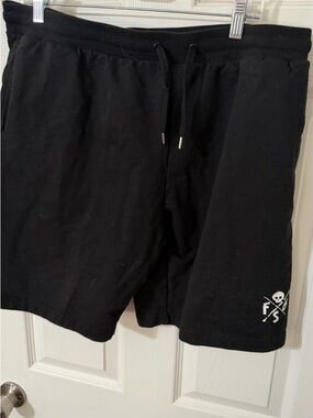 FSG Freedom Street Garage Black Drawstring Shorts with Small Skull Logo